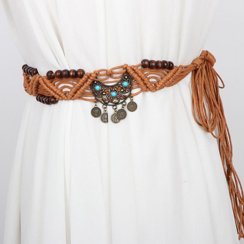 Ceinture à nouer en corde de coton ciré, avec perles, modèle Einina – Image 6