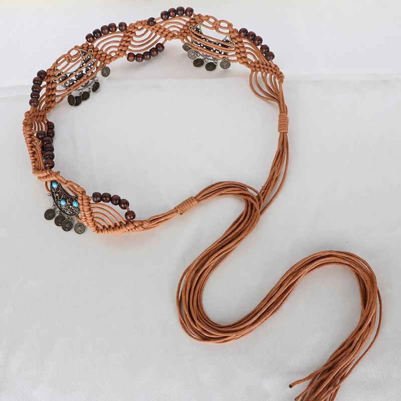 Ceinture à nouer en corde de coton ciré, avec perles, modèle Einina – Image 5
