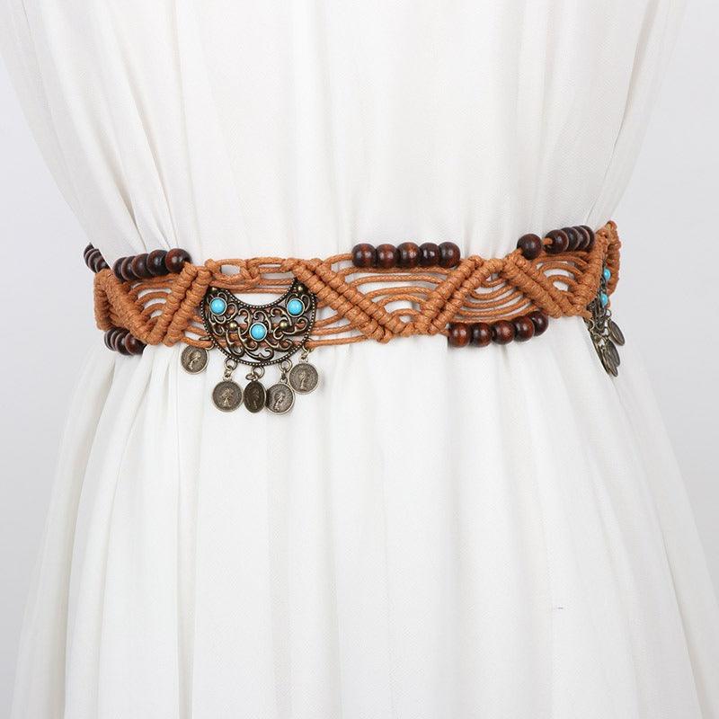 Ceinture à nouer en corde de coton ciré, avec perles, modèle Einina – Image 3