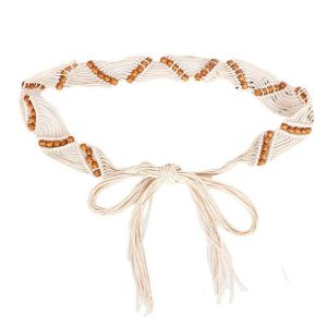 Ceinture à nouer en corde de coton ciré, avec perles, modèle Katinka