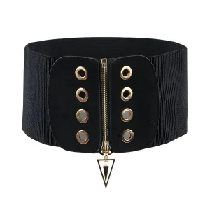 Ceinture corset à fermeture éclair triangle avec œillets, modèle Bonnie