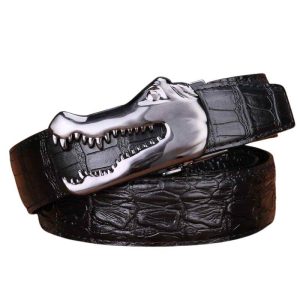 Ceinture cuir boucle crocodile pour homme, modèle Yerik